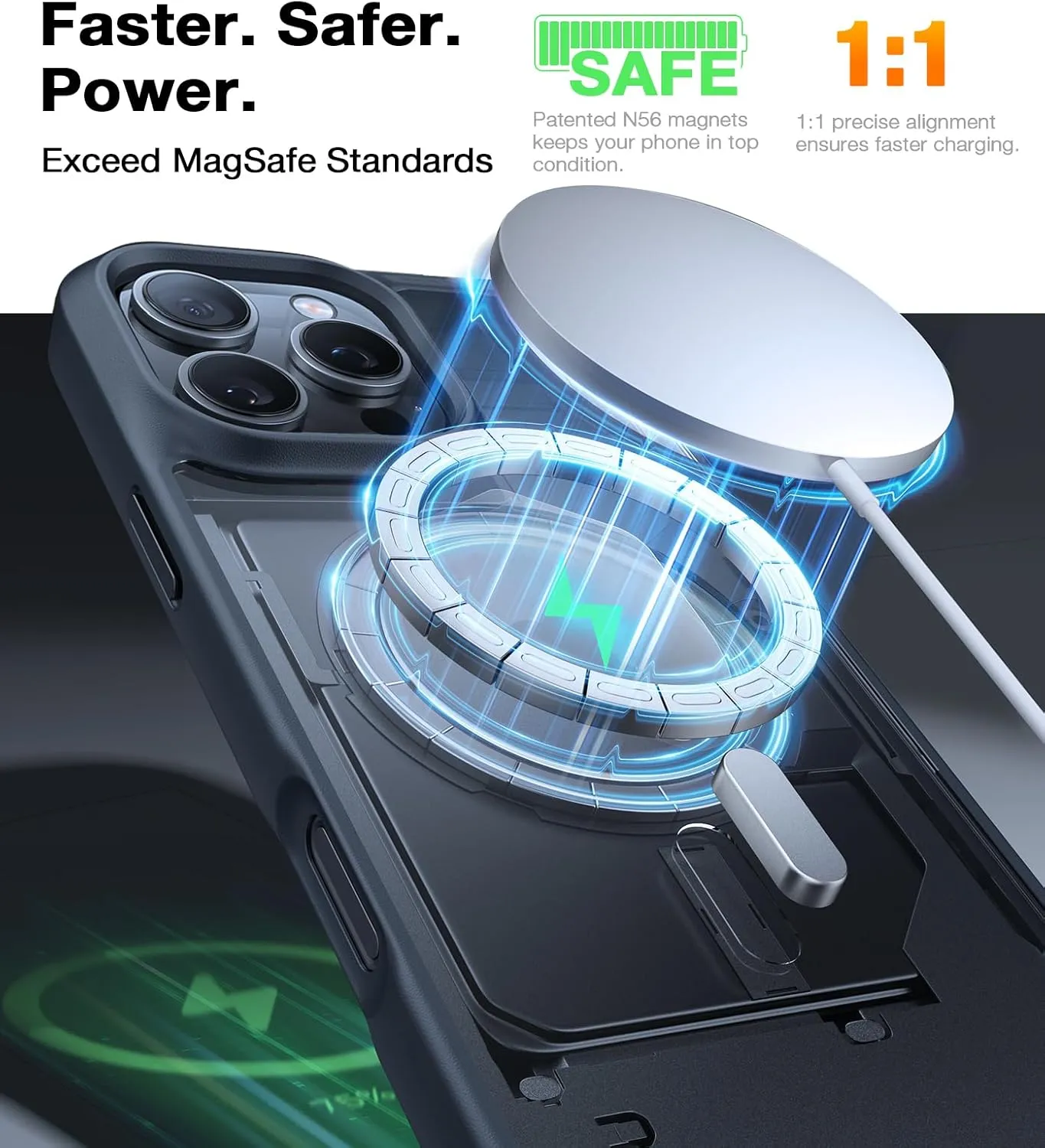TORRAS Stronger Magnetic & Shockproof for iPhone 16 Pro Case, Military Grade Drop Protection, Compatible with MagSafe, Cover for iPhone 16 Pro Case Slim Anti-Scratch, Translucent Matte Black