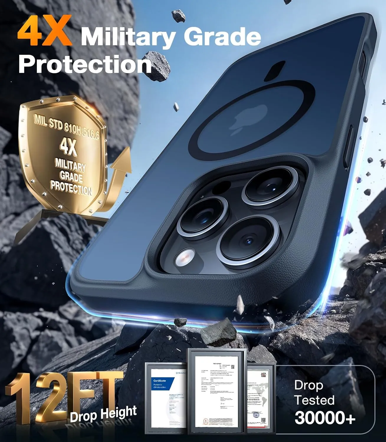 TORRAS Stronger Magnetic & Shockproof for iPhone 16 Pro Case, Military Grade Drop Protection, Compatible with MagSafe, Cover for iPhone 16 Pro Case Slim Anti-Scratch, Translucent Matte Black