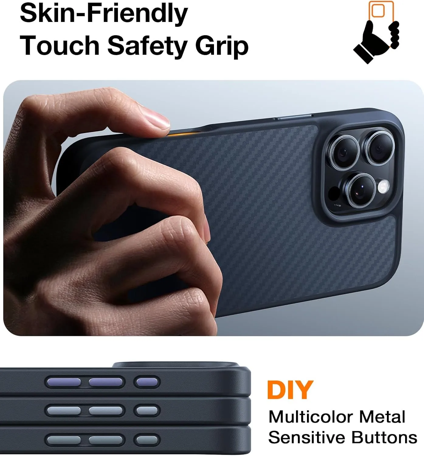 TORRAS Upgraded Stronger Magnetic & Shockproof for iPhone 16 Pro Case, Military Grade Drop Protection, Compatible with MagSafe, for iPhone 16 Pro Case Slim Anti-Scratch, Aramid Fiber Back/Black Edge
