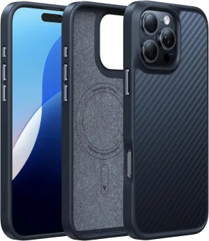 TORRAS Upgraded Stronger Magnetic & Shockproof for iPhone 16 Pro Case, Military Grade Drop Protection, Compatible with MagSafe, for iPhone 16 Pro Case Slim Anti-Scratch, Aramid Fiber Back/Black Edge