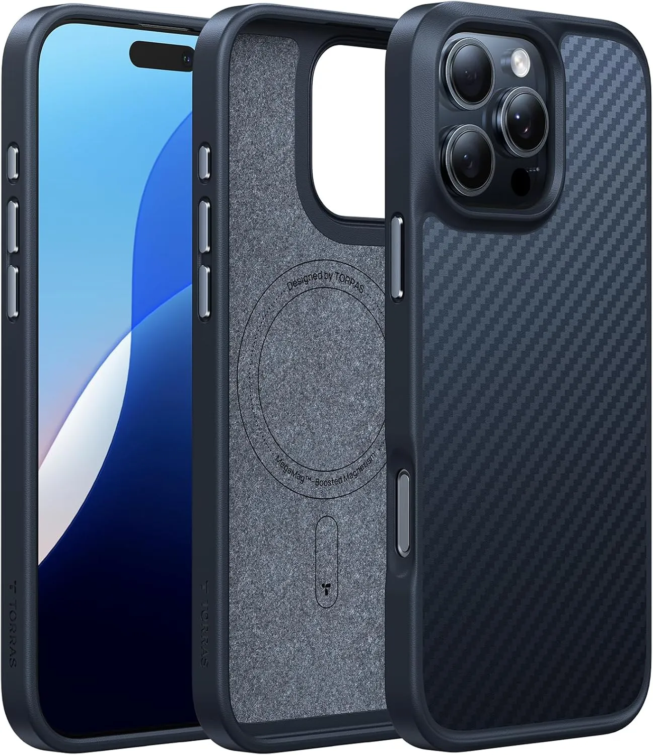 TORRAS Upgraded Stronger Magnetic & Shockproof for iPhone 16 Pro Case, Military Grade Drop Protection, Compatible with MagSafe, for iPhone 16 Pro Case Slim Anti-Scratch, Aramid Fiber Back/Black Edge