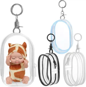 Totority 4-Pack Doll Carrier Case Doll Accessories Bag Portable Storage Bag for Keychain Pouches Display Holder
