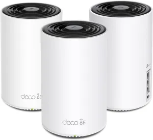 TP-Link Deco AXE5400 Tri-Band WiFi 6E Mesh System - Wi-Fi up to 7200 Sq.Ft, Engadget Rated Best Mesh For Most People, Replaces WiFi Router and Extender, AI-Driven Mesh New 6GHz Band, 3-Pack(Deco XE75)