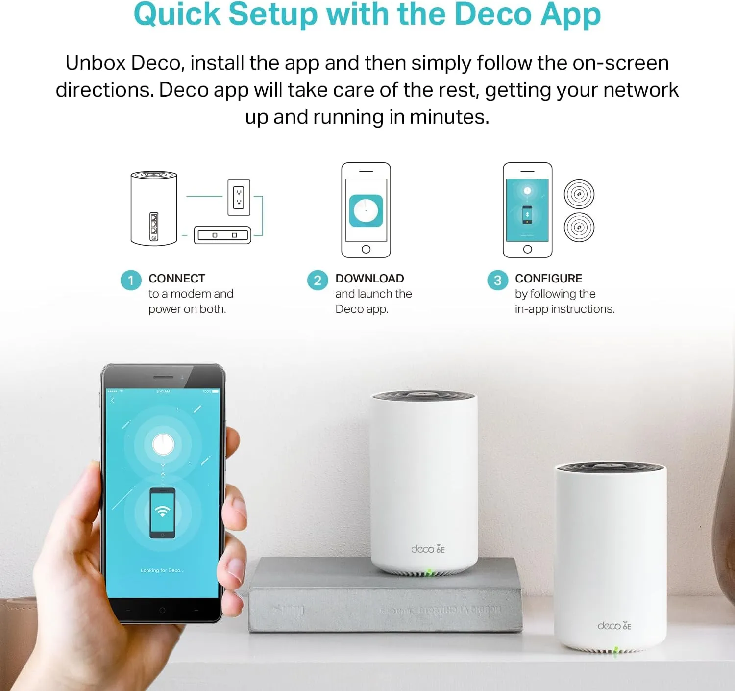 TP-Link Deco AXE5400 Tri-Band WiFi 6E Mesh System - Wi-Fi up to 7200 Sq.Ft, Engadget Rated Best Mesh For Most People, Replaces WiFi Router and Extender, AI-Driven Mesh New 6GHz Band, 3-Pack(Deco XE75)