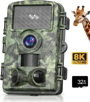 Trail Camera 8k 60MP WiFi Game Camera with No Glow Night Vision Motion Activated IP66 Waterproof, 130° Hunting Cam Bluetooth Cell Phone App for Outdoor Wildlife Deer Monitoring