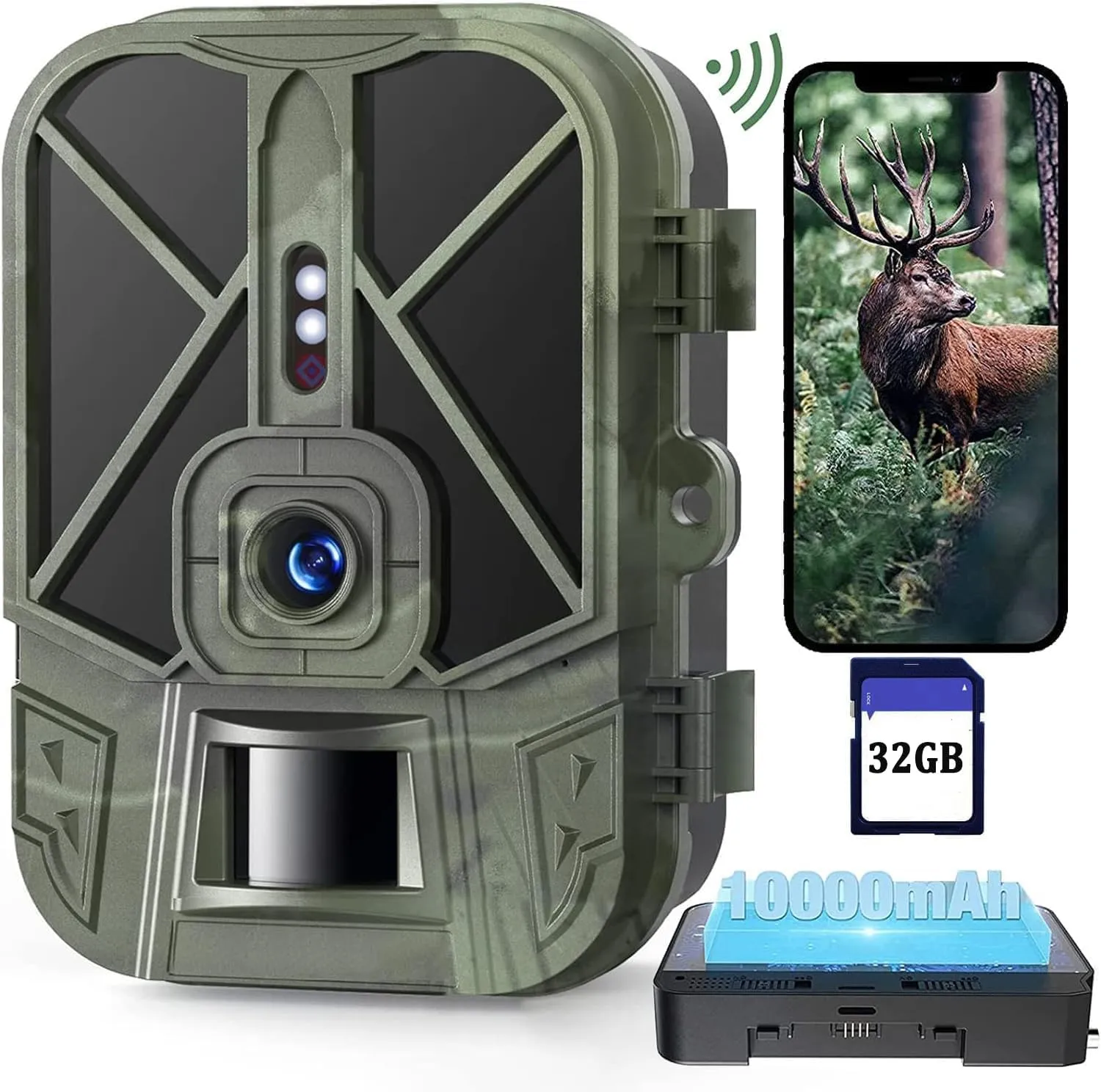 Trail Camera WiFi 36MP 4K with Rechargeable Battery, Game Camera with Night Vision Motion Activated Waterproof, 0.2S Trigger Speed, for Backyard Wildlife Monitoring