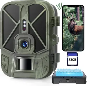 Trail Camera WiFi 36MP 4K with Rechargeable Battery, Game Camera with Night Vision Motion Activated Waterproof, 0.2S Trigger Speed, for Backyard Wildlife Monitoring