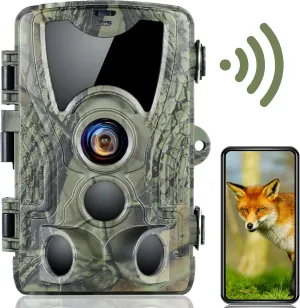 Trail Camera WiFi, 4K 30MP Game Camera with Night Vision Motion Activated Waterproof, 0.2S Trigger Speed, 850nm Low Glow for Backyard Security Wildlife Monitoring