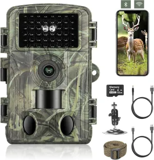 Trail Camera WiFi 4K 60MP, Gamera Camera with Night Vision Motion Activated 120° Wide-Angle, IP66 Waterproof Trail Cam with 2.0” HD Screen, 46pcs No Glow Infrared LEDs for Wildlife Monitoring