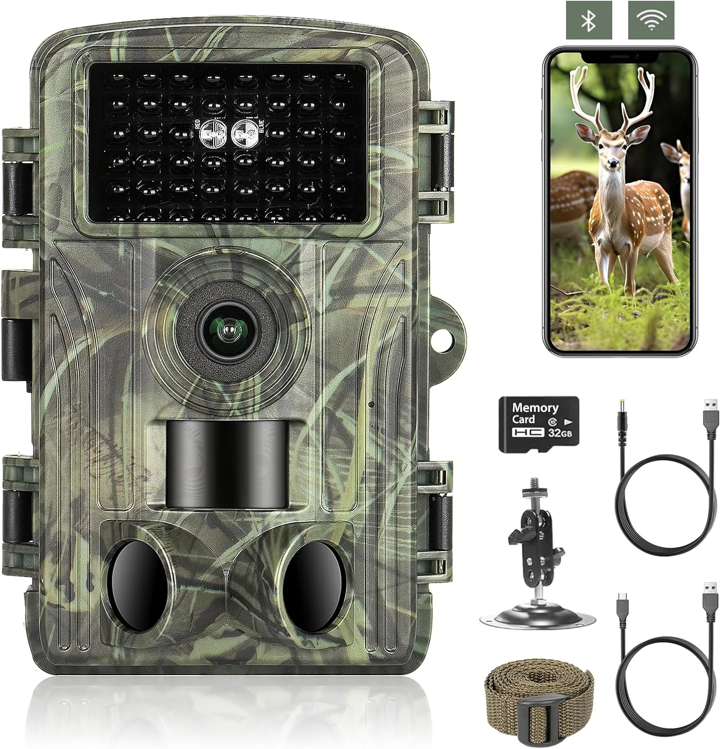 Trail Camera WiFi 4K 60MP, Gamera Camera with Night Vision Motion Activated 120° Wide-Angle, IP66 Waterproof Trail Cam with 2.0” HD Screen, 46pcs No Glow Infrared LEDs for Wildlife Monitoring