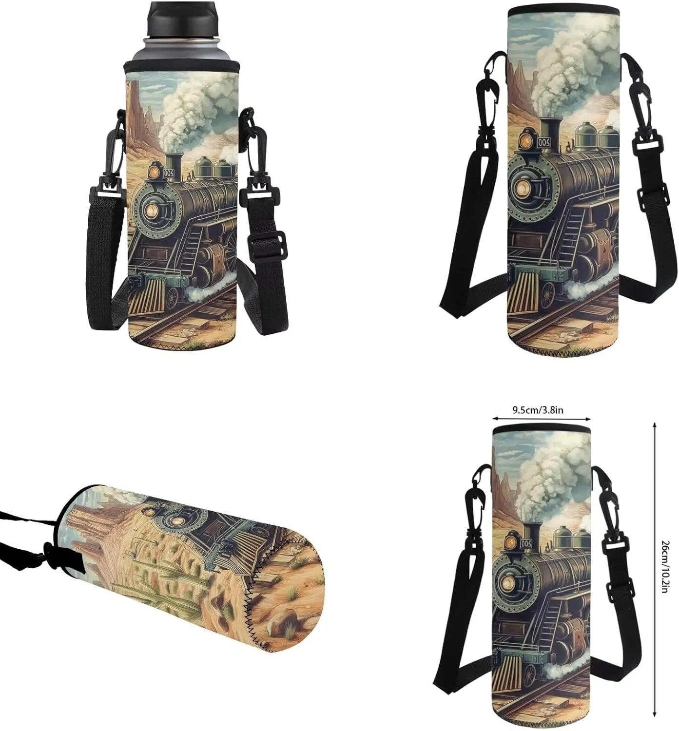 Train Backpack and Lunchbox and Pencil Case Water Bottle Holder 17 Inches Back to Elementary School Bag with Lunch Bag Set Kids Ages 6-8 Bookbag/Lunch Box for 2nd 1st Grade