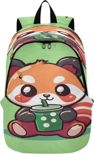 Travel Backpack Cute Panda Drinking Juice, Lightweight Rucksack Laptop Backpack School Bookbag for Adults Teen Students
