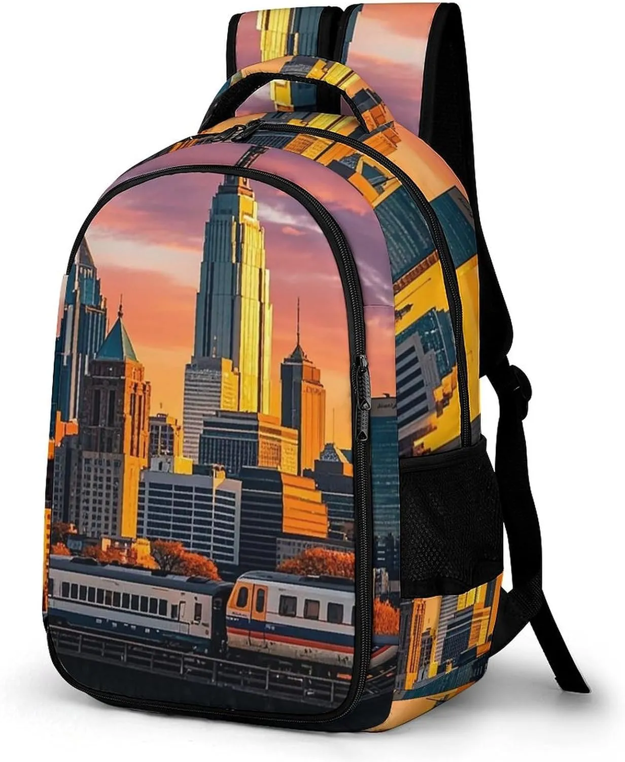 Travel Backpack for Women Men Sunset Bridge Skyscraper Laptop Backpack Large Bookbag Computer Bag for Hiking