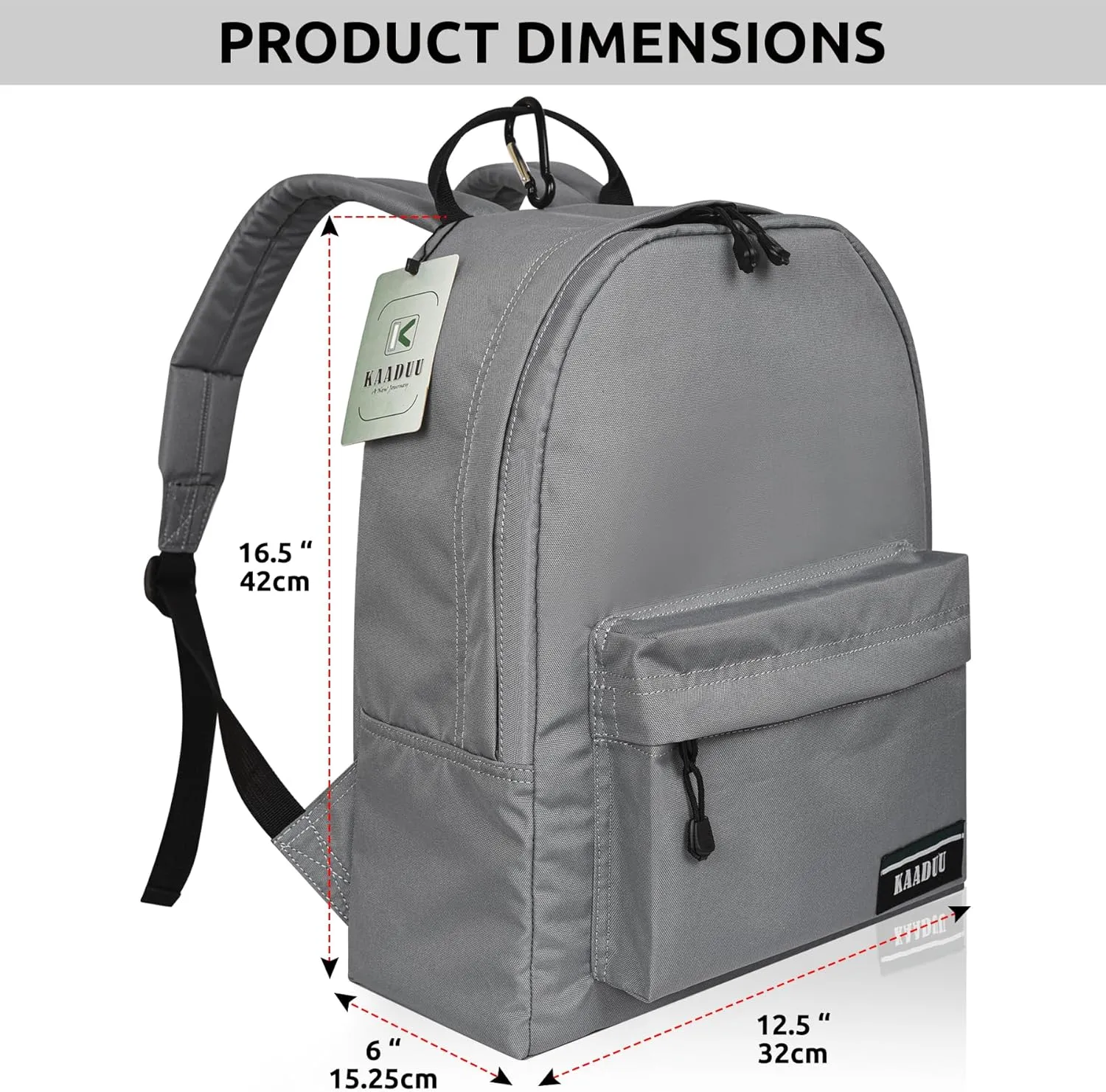 TRAVEL BACKPACK LIGHTWEIGHT CASUAL DAYPACK GYM BACKPACK LAPTOP BACKPACK SPORT BACKPACK RUCKSACK CAMPING BACKPACK 16.5” (Grey)