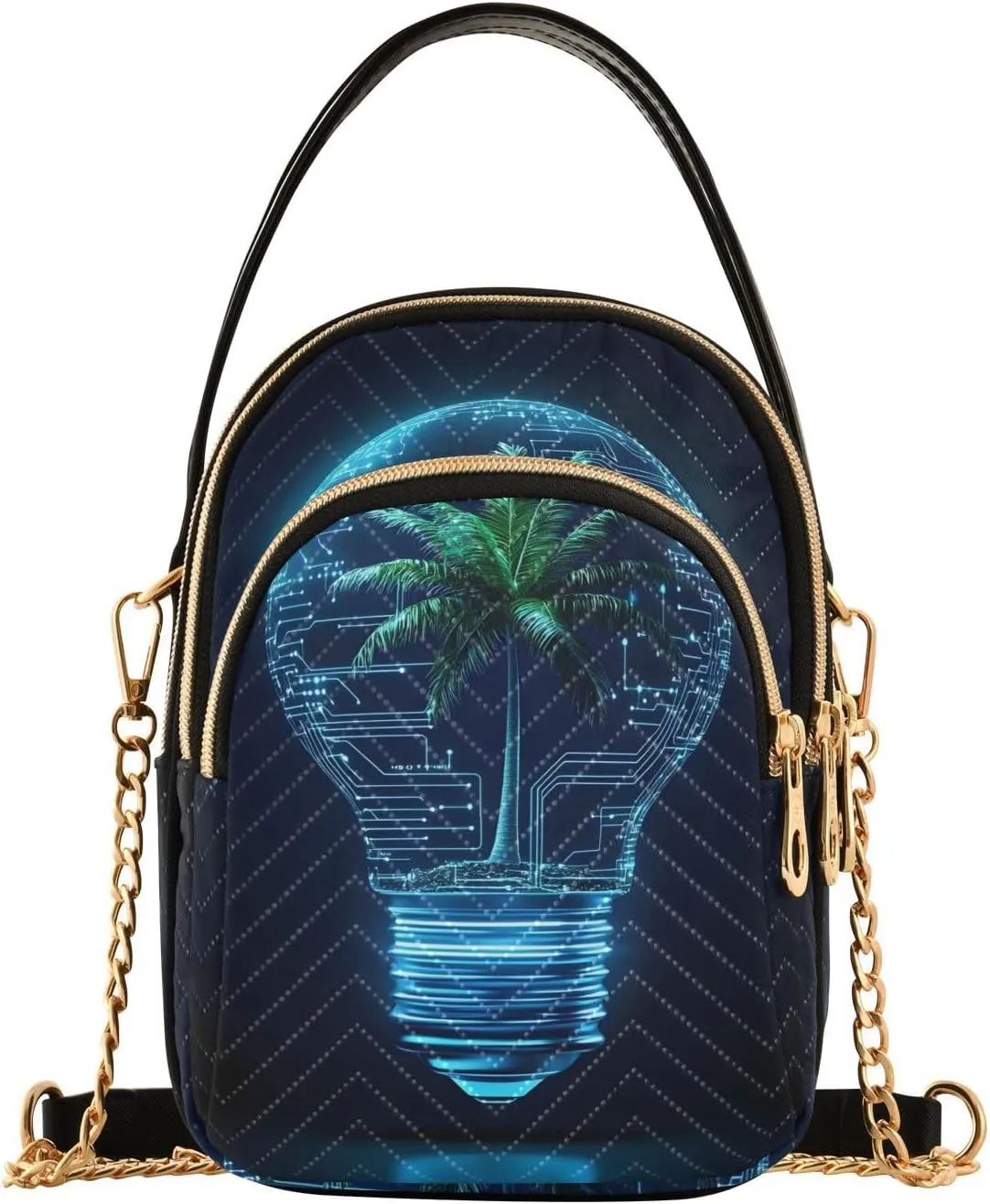 Tree Bulb Sling Bag for Women, Small Shoulder Bag Crossbody Bag Purse with Chain Strap Top handle 5.91×3.15×8.27 Inches