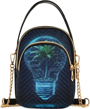 Tree Bulb Sling Bag for Women, Small Shoulder Bag Crossbody Bag Purse with Chain Strap Top handle 5.91×3.15×8.27 Inches