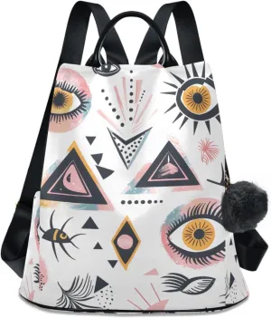Triangle Eyes Bohemian Elements Backpack for Women Anti Theft Large Fashion Travel Shoulder Bag Purse Rucksack Lightweight