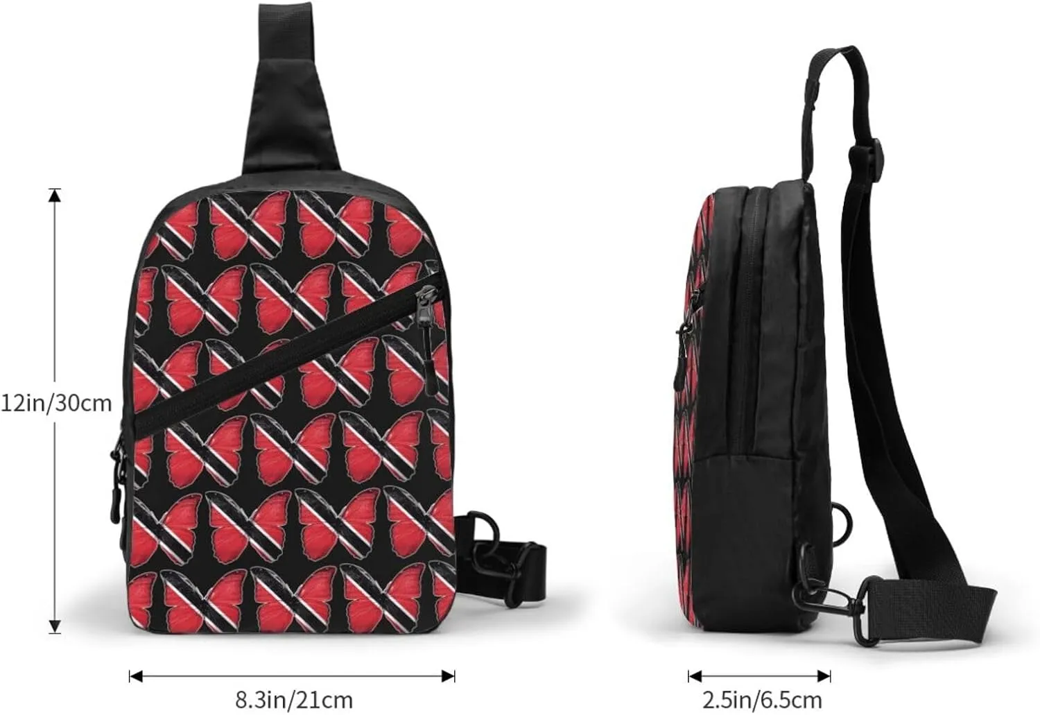 Trinidad Tobago Butterfly Flag Crossbody Bag Portable Sling Bags Foldable Chest Daypack Reusable Sports Shoulder Backpack Diagonally Casual Rucksack Travel Bag
