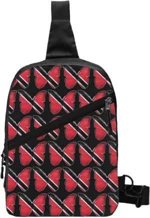 Trinidad Tobago Butterfly Flag Crossbody Bag Portable Sling Bags Foldable Chest Daypack Reusable Sports Shoulder Backpack Diagonally Casual Rucksack Travel Bag