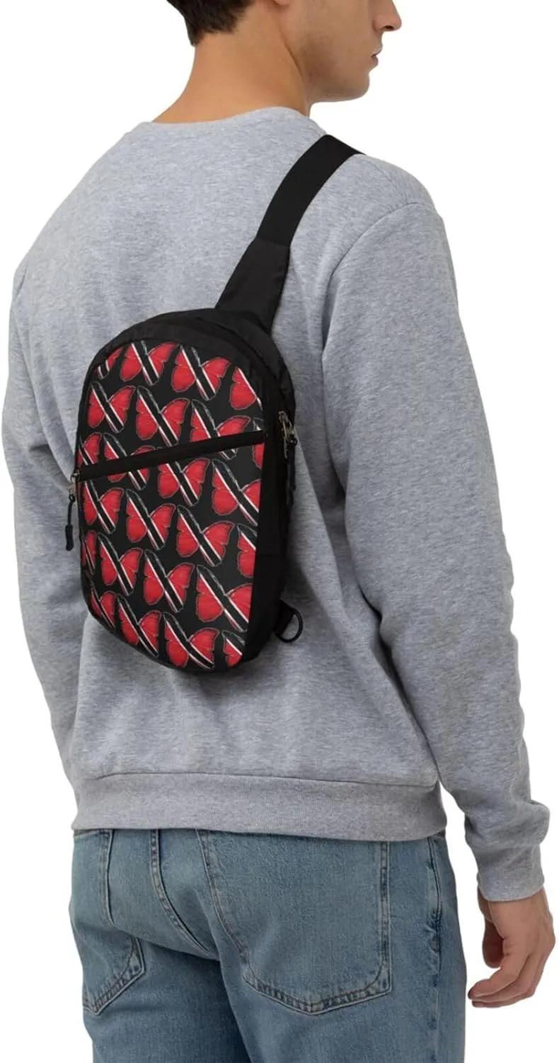 Trinidad Tobago Butterfly Flag Crossbody Bag Portable Sling Bags Foldable Chest Daypack Reusable Sports Shoulder Backpack Diagonally Casual Rucksack Travel Bag