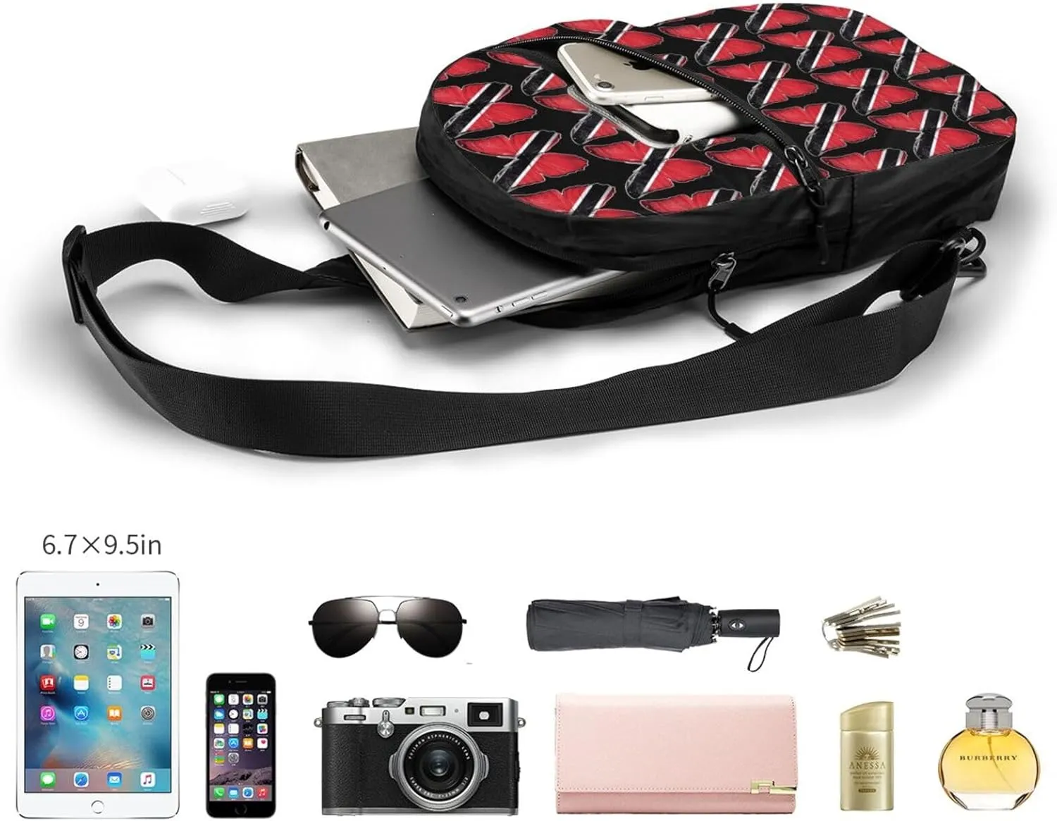 Trinidad Tobago Butterfly Flag Crossbody Bag Portable Sling Bags Foldable Chest Daypack Reusable Sports Shoulder Backpack Diagonally Casual Rucksack Travel Bag