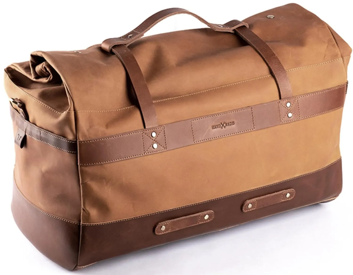 Trip Machine company Outlaw Leather Motorcycle Duffel Saddle Luggage Outdoor Pannier Bag With Mounting Straps & Rain Cover (51 X 35 X 26 cm, 50 L, Dark Brown/Tobacco)
