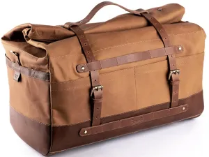 Trip Machine company Outlaw Leather Motorcycle Duffel Saddle Luggage Outdoor Pannier Bag With Mounting Straps & Rain Cover (51 X 35 X 26 cm, 50 L, Dark Brown/Tobacco)