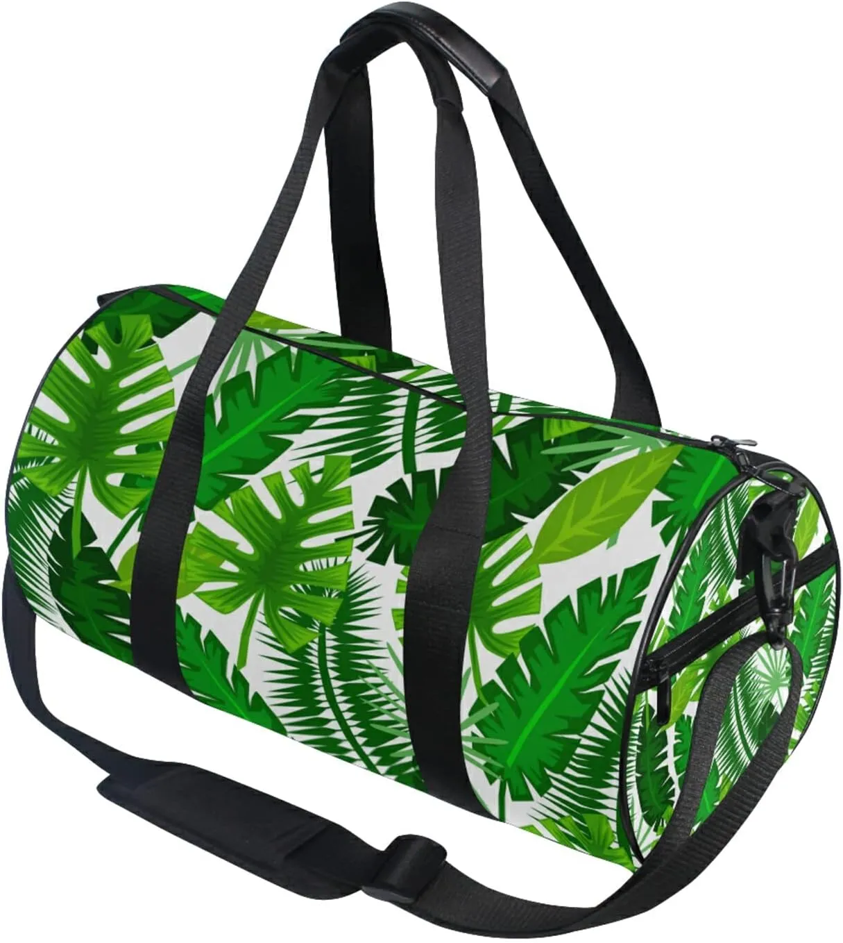 Tropical Leaves Duffel Bag,Canvas Travel Bag for Gym Sports and Overnight