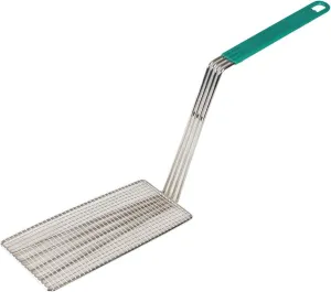 TrueCraftware-11" x 4-3/4" Rectangular Deep Fry Basket Press Heavy Duty Nickel Plated Iron with Green Coated Handle - for Home and Restaurant Kitchen Frying Chips Fish Sausages