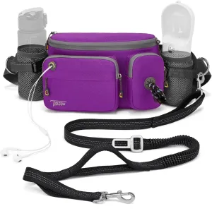 TUDEQU 4-in-1 Hands Free Dog Leash Waist Belt with Dog Walking Fanny Pack,Dog Seat Belt, Waist Leash for Large Dogs,Dog Walking,Hiking,Running,Jogging