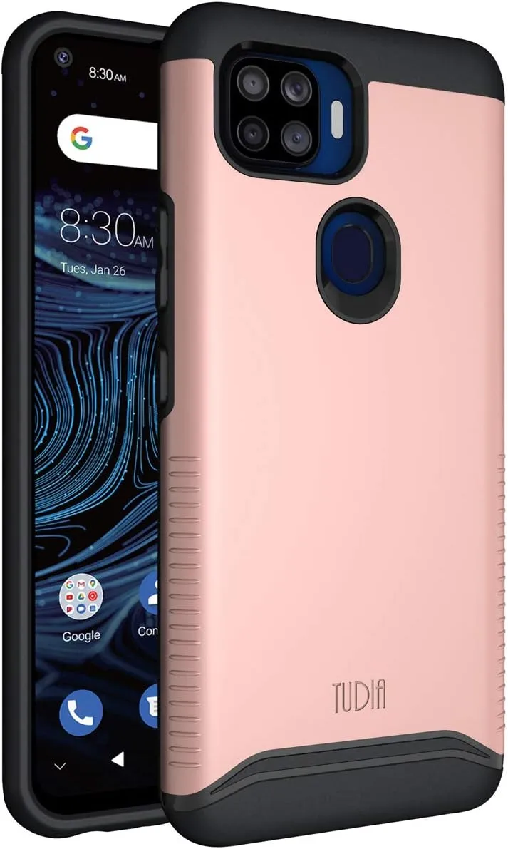 TUDIA DualShield Designed for ZTE Blade X1 5G Case, [Merge] Shockproof Tough Dual Layer Hard PC Soft TPU Slim Protective Case Cover - Rose Gold