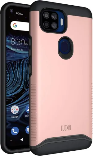 TUDIA DualShield Designed for ZTE Blade X1 5G Case, [Merge] Shockproof Tough Dual Layer Hard PC Soft TPU Slim Protective Case Cover - Rose Gold
