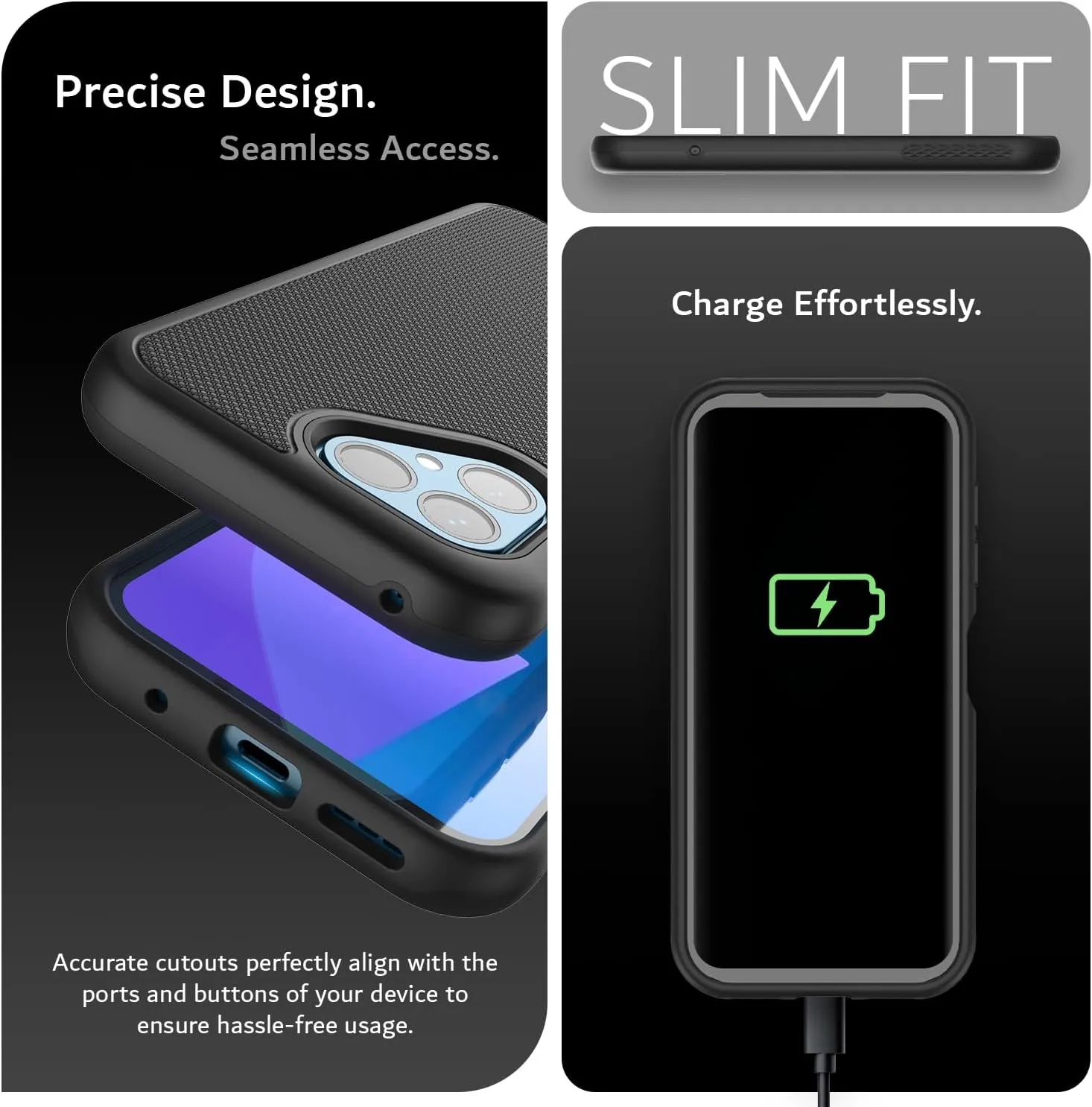 TUDIA DualShield Grip Designed for Fairphone 5 Case (2023), [MergeGrip] Military Grade Dual Layer Shockproof Slim Tough Heavy Duty Protective Phone Case Cover (Matte Black)