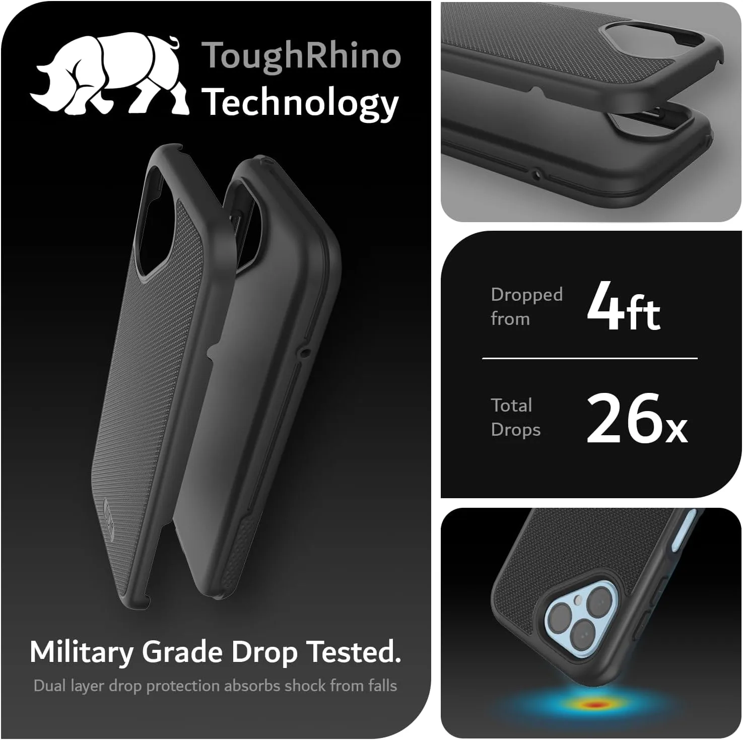 TUDIA DualShield Grip Designed for Fairphone 5 Case (2023), [MergeGrip] Military Grade Dual Layer Shockproof Slim Tough Heavy Duty Protective Phone Case Cover (Matte Black)