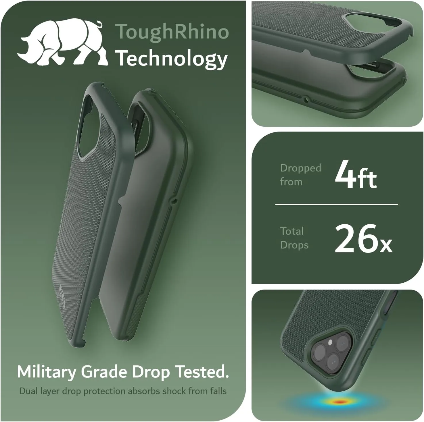 TUDIA DualShield Grip Designed for Fairphone 5 Case (2023), [MergeGrip] Military Grade Dual Layer Shockproof Slim Tough Heavy Duty Protective Phone Case Cover (Pine Green)