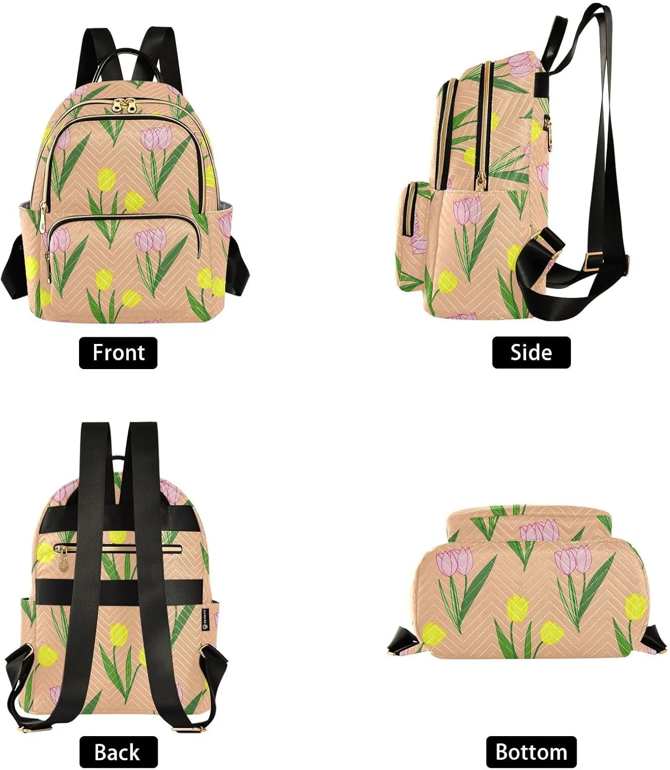 Tulips Flowers Yellow Backpack Purse for Women Ladies Shoulder Bags with Anti-theft Back for Ladies Travel S