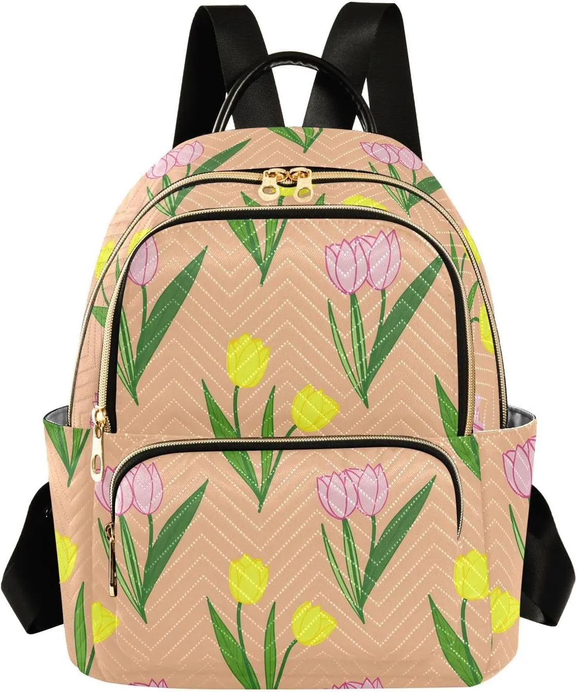 Tulips Flowers Yellow Backpack Purse for Women Ladies Shoulder Bags with Anti-theft Back for Ladies Travel S