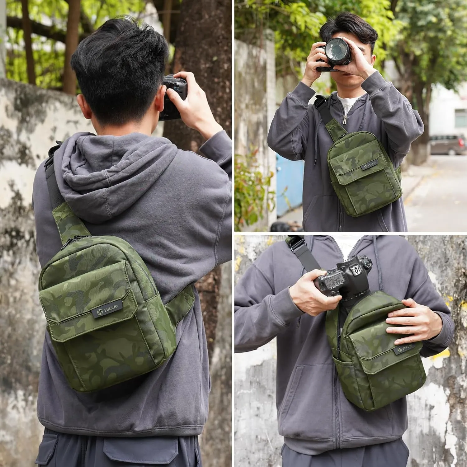 TULLIO Camera Bag Small Crossboy Purse Printing Camera Sling Chest Bag for DSLR SLR Mirrorless Camera Waterproof for Photographer Compatible with Nikon Sony