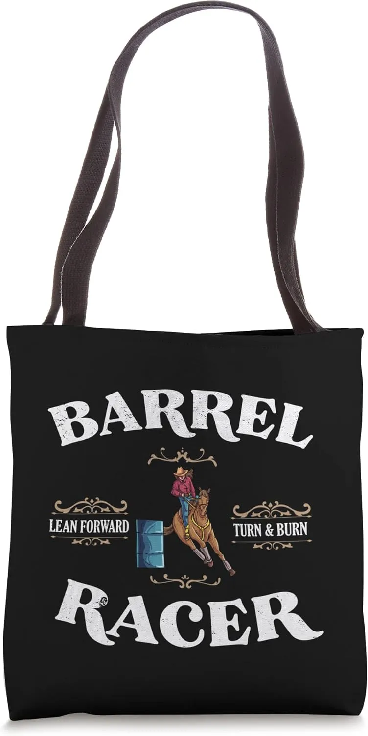 Turn and Burn Cowgirl- Proud Barrel Racing Competitor Tote Bag