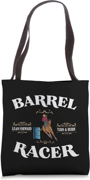 Turn and Burn Cowgirl- Proud Barrel Racing Competitor Tote Bag