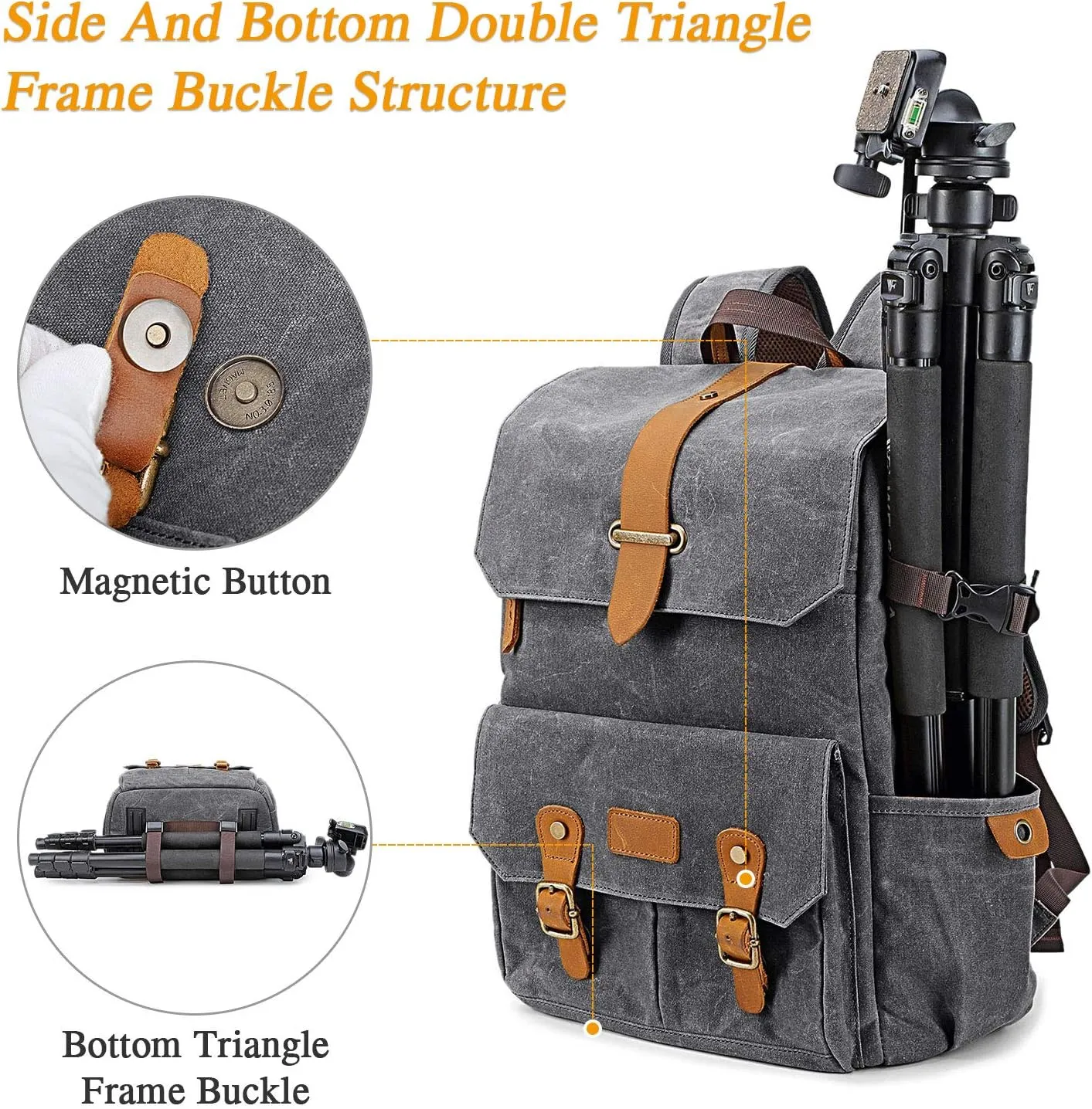 UBAYMAX Camera Backpack, DSLR SLR Waterproof Canvas Camera Bags Rucksack 15.6 inch Laptop Bag Travel Bag for Canon Nikon Sony Camera and Lens Tripod Accessories