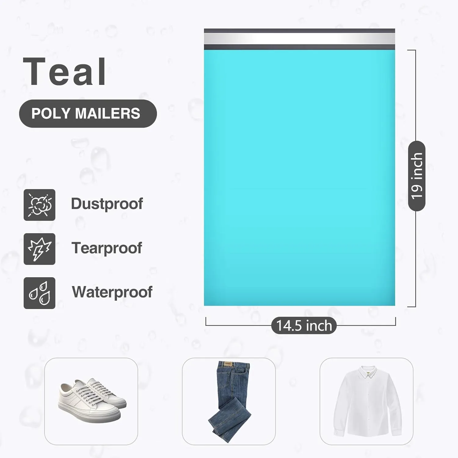 UCGOU 14.5x19 Poly Mailers Teal Shipping Bags Self-Sealing Waterproof and Tear-Proof 50 Pack
