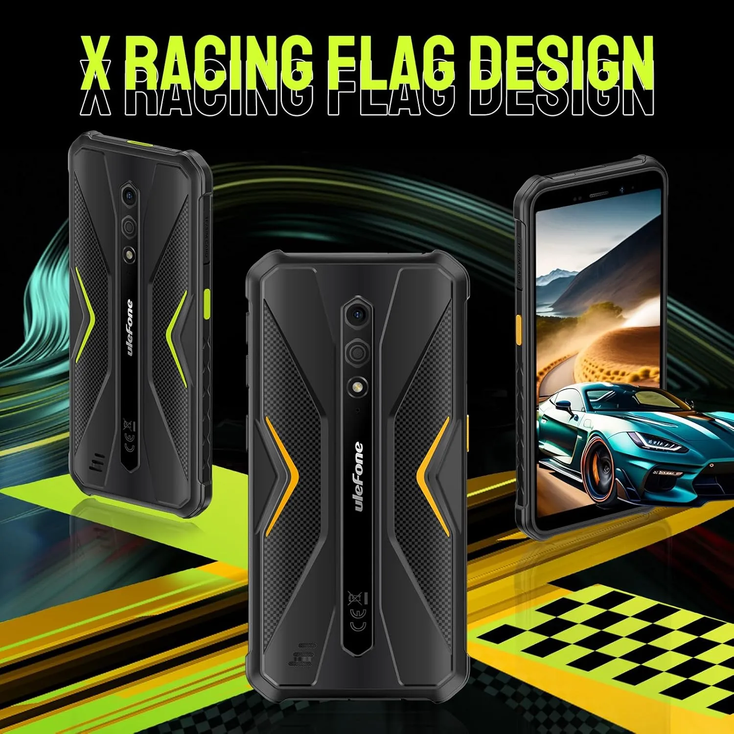 Ulefone Armor X12 Rugged Smartphone, Waterproof Phones Unlocked, Octa-core Android 13, 6GB 32GB, Dual SIM Global 4G LTE, 4860mAh Battery, Face Recognition, Bluetooth, NFC, Compass - Black