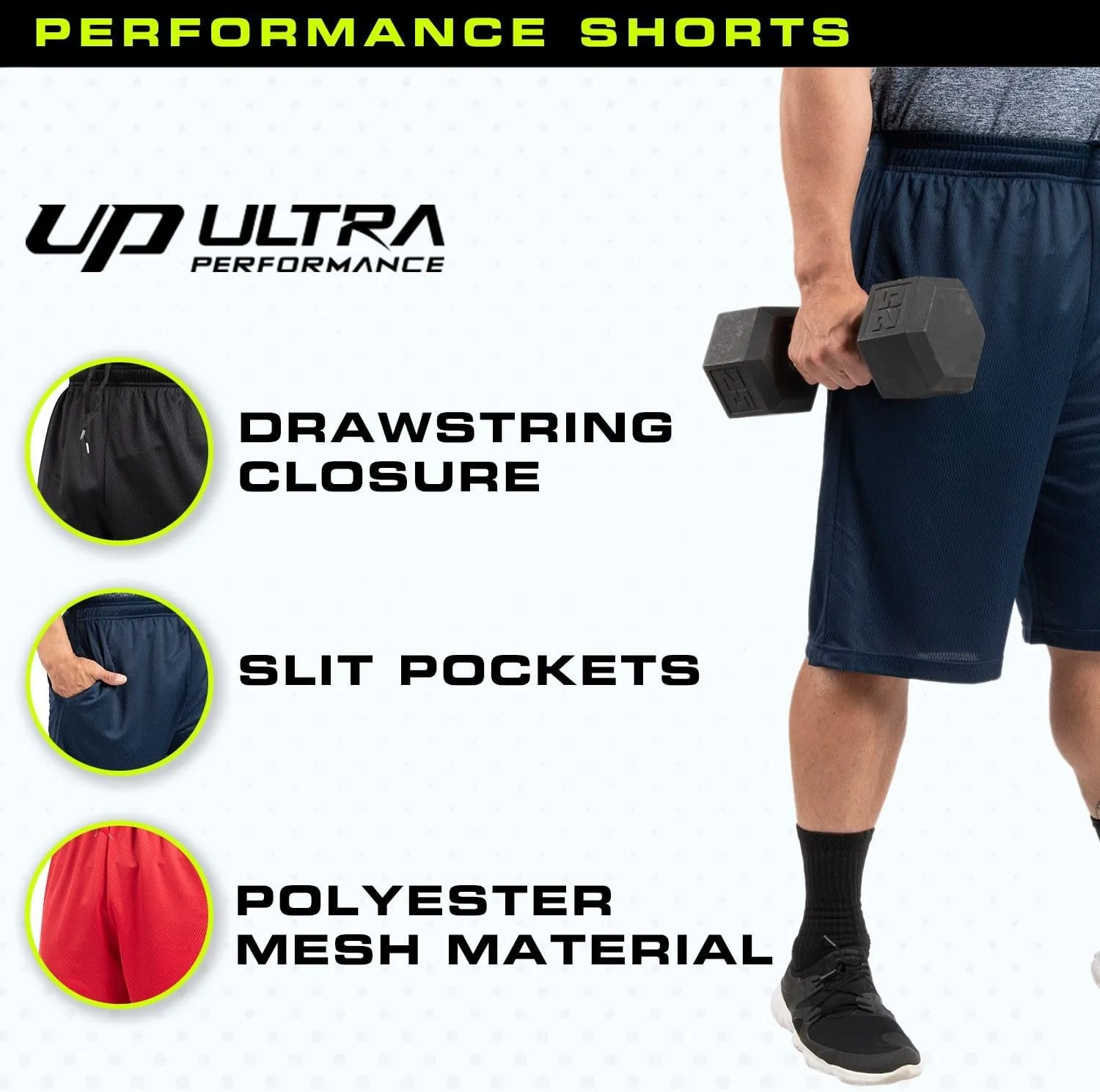 Ultra Performance 5 Pack Mens Shorts, Athletic Gym Shorts Workout Basketball Shorts for Men, SM - 5X