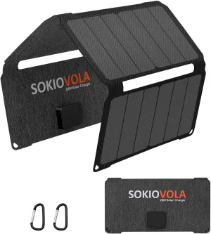 [Upgraded] 28W Portable Solar Panels Foldable Solar Panel USB-A USB-C Ports Solar Panel Portable IP68 Waterproof Solar Phone Charger for Camping