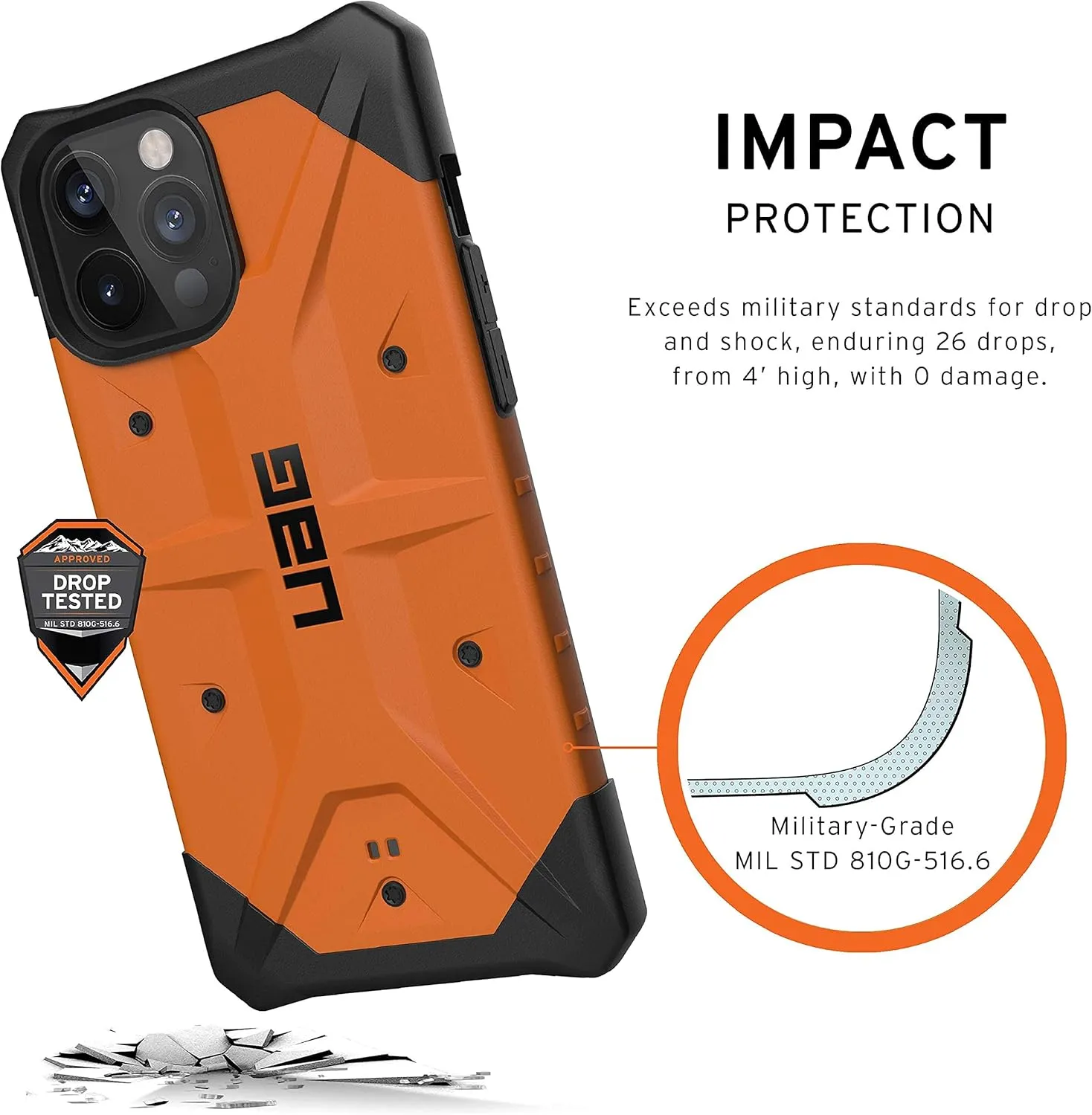 URBAN ARMOR GEAR UAG Designed for iPhone 12 Pro Max 5G [6.7-inch Screen] Rugged Lightweight Slim Shockproof Pathfinder Protective Cover, Orange