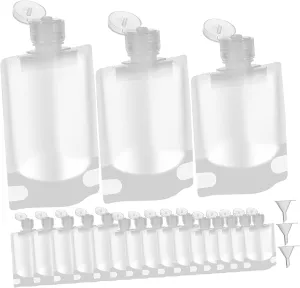 Vaguelly 18 Pcs Travel Container Bags Refillable Travel Toiletries with Funnels Transparent Design for Easy Access and Organization Lightweight and Portable for Luggage
