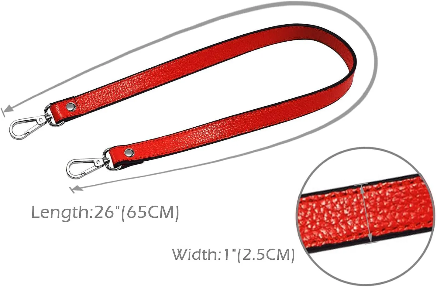 VanEnjoy Full Grain Leather Replacement Strap Shoulder Bag Purse, 0.98 inch Width Gold Hardware(Red-Silver Locks)
