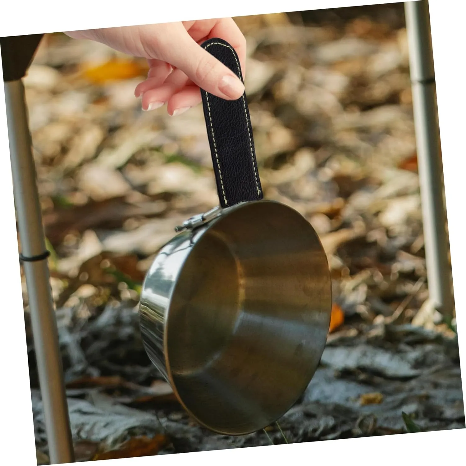 VANZACK Genuine Cow Leather Handle Cover Camping Bowl Grip Camping Cups Protection Covers Hot Plate Gripper Pot