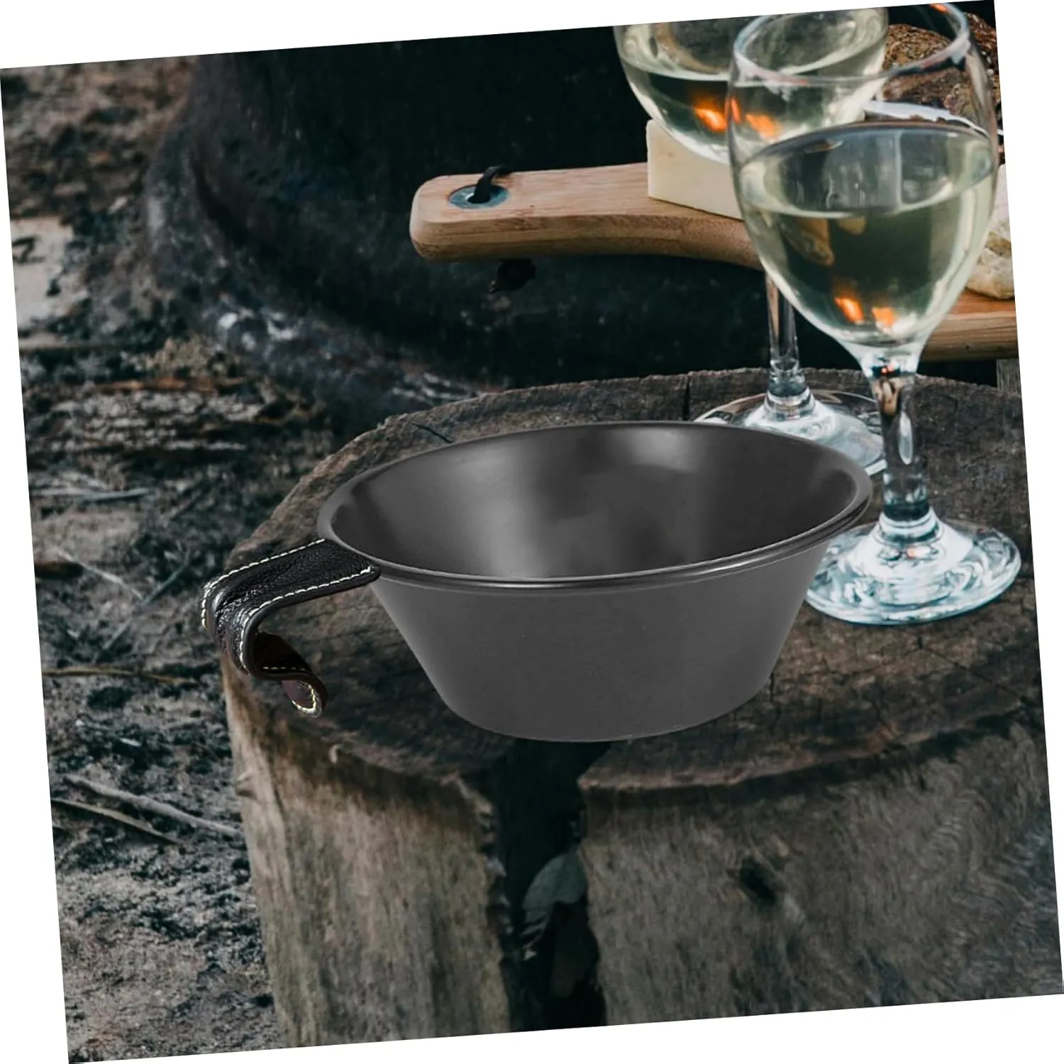 VANZACK Genuine Cow Leather Handle Cover Camping Bowl Grip Camping Cups Protection Covers Hot Plate Gripper Pot